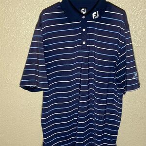 FootJoy Men's XL‎ Blue Striped Golf Polo Shirt Cedar Creek Embroidery